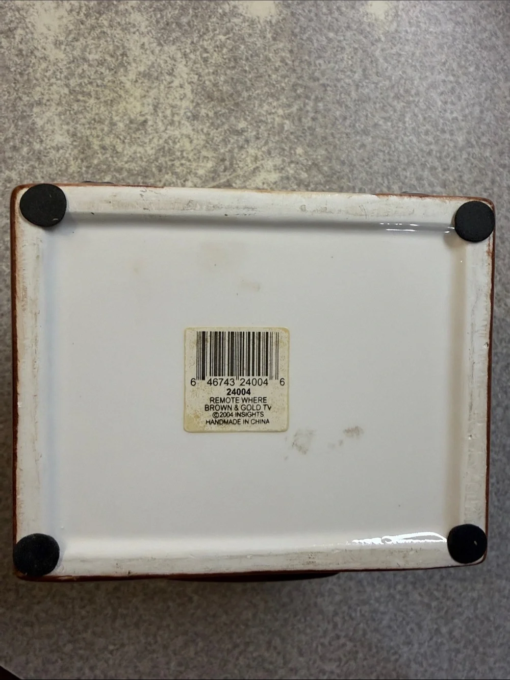 Retro TvShaped Ceramic TV Remote Caddy Organizer & Picture Frame 2.5x3” Brown